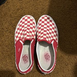 Red and white checkered vans
